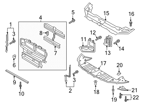 2019 Lincoln Continental Radiator Support - Under Cover & Splash Shields Outer Duct Screw Diagram for -W700228-S437