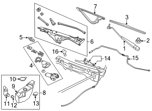 2004 Mercury Marauder Wiper & Washer Components Wiper Arm Nut Diagram for -N811760-S61