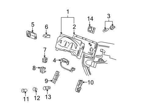 2004 Ford Freestar Instruments & Gauges Cluster Assembly Diagram for 3F2Z-10849-AA