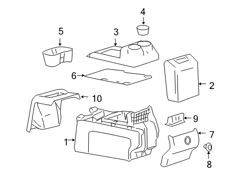 2004 Ford F-150 Console Storage Box Door Diagram for 5L3Z-1506024-BAB