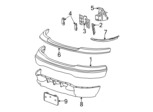 2002 Ford F-150 Front Bumper License Bracket Diagram for 1L3Z-17A385-AAA