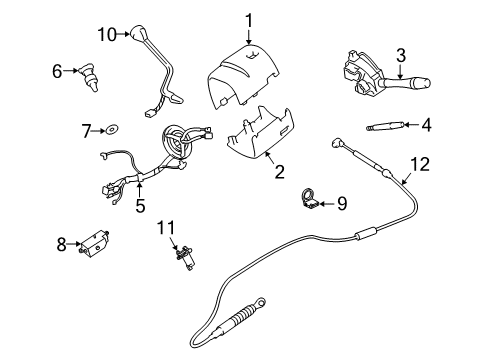 2004 Lincoln Town Car Shroud, Switches & Levers Shift Control Cable Diagram for 3W1Z-7E395-AB