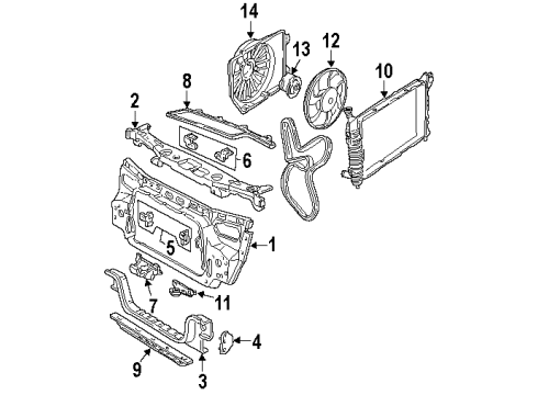 1992 Mercury Sable Radiator & Components, Radiator Support, Cooling Fan, Belts & Pulleys Fan Assembly Diagram for F1DZ8C607D