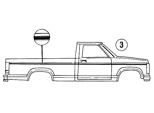 1995 Ford F-350 Stripe Tape Stripe Tape Diagram for F4TZ-9942604-AA