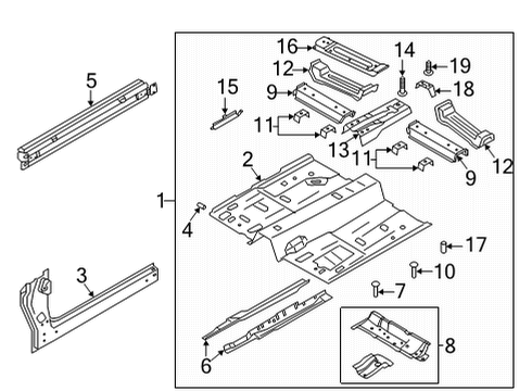 2021 Lincoln Corsair Floor & Rails Rear Support Bolt Diagram for -W705212-S300