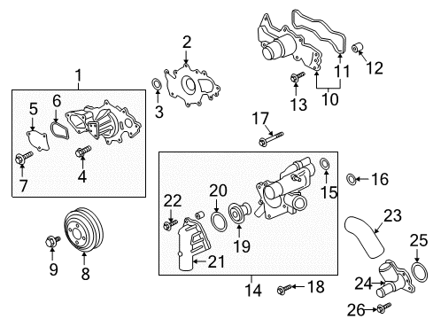 2017 Ford F-150 Water Pump Gasket Diagram for HL3Z-8507-A