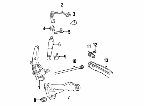 1998 Lincoln Navigator Front Suspension Components, Lower Control Arm, Upper Control Arm, Stabilizer Bar Torsion Bar Diagram for F75Z-5B327-AM