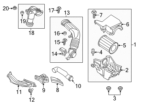 2019 Ford Escape Powertrain Control Inlet Duct Diagram for GV6Z-9C623-A