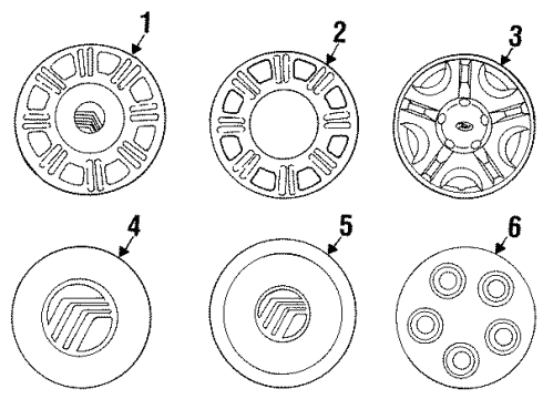 1996 Mercury Sable Wheel Covers & Trim Applique Diagram for F6DZ-1141-BB