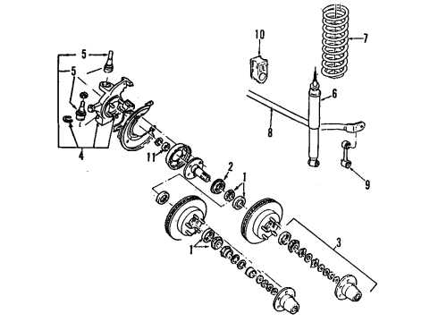 1992 Ford Ranger Front Suspension Components, Stabilizer Bar Coil Spring Diagram for E3TZ5310F