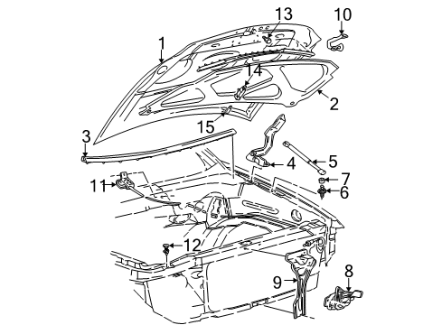 2001 Ford Expedition Hood & Components Lift Cylinder Retainer Diagram for F65Z-16758-AA