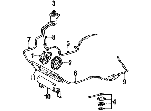 2002 Lincoln Continental P/S Pump & Hoses, Steering Gear & Linkage Lower Pressure Hose Diagram for F8OZ-3A719-AA