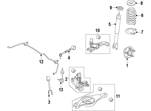 2015 Ford Explorer Rear Suspension Components, Lower Control Arm, Upper Control Arm, Stabilizer Bar Coil Spring Diagram for DB5Z-5560-C
