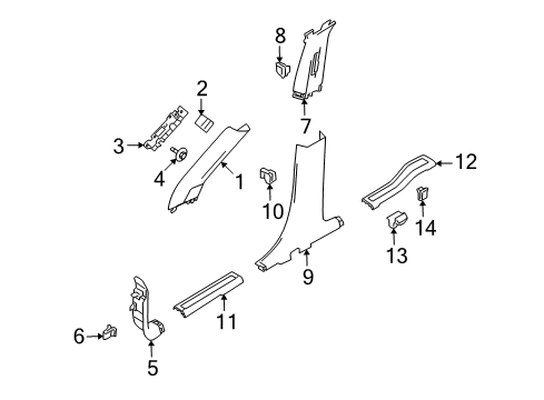 2011 Ford Flex Interior Trim - Pillars, Rocker & Floor Scuff Plate Diagram for 8A8Z-7413209-BC