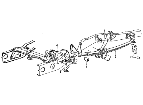 1997 Ford Ranger Rear Suspension Components, Stabilizer Bar Leaf Spring Diagram for 1L5Z-5560-CA