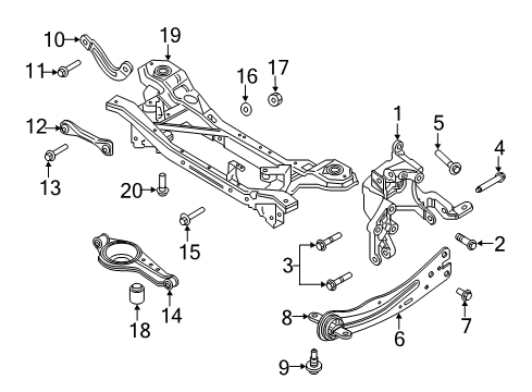 2018 Ford Focus Rear Suspension Components, Lower Control Arm, Upper Control Arm, Stabilizer Bar Knuckle Rear Bolt Diagram for -W716336-S442