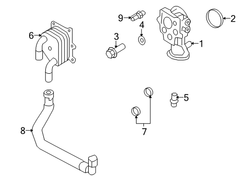 2007 Lincoln MKX Senders Oil Cooler Diagram for 7T4Z-6A642-A