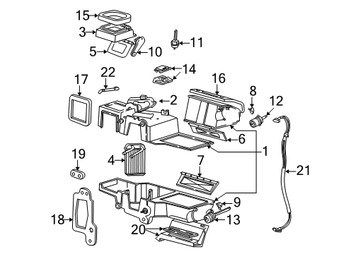 1999 Ford Ranger HVAC Case Shaft Diagram for F5TZ-18B535-A