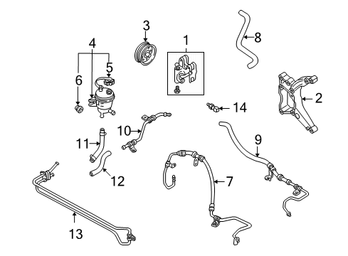 2003 Ford Escape P/S Pump & Hoses, Steering Gear & Linkage Pressure Hose Diagram for YL8Z-3A719-AA