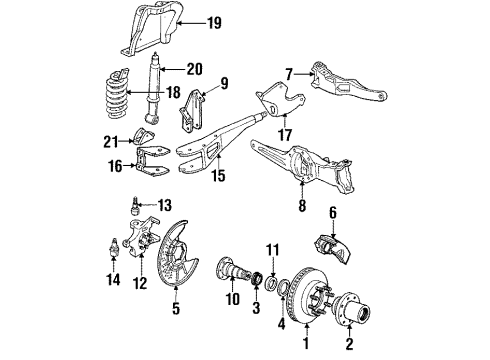 1990 Ford Bronco Front Brakes Inner Bearing Cup Diagram for B7A-4222-A