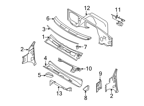 2008 Ford E-250 Cowl Vent Panel Diagram for 8C2Z-15022A69-AA