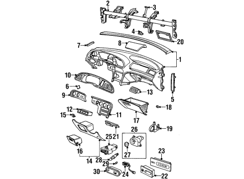 1997 Mercury Mystique Switches Switch Assembly Diagram for F5RZ-13713-B
