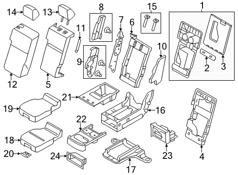 2011 Ford F-150 Front Seat Components Armrest Assembly Diagram for BL3Z-18644A22-CA