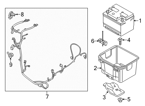2018 Ford Mustang Battery Battery Tray Diagram for FR3Z-10732-C