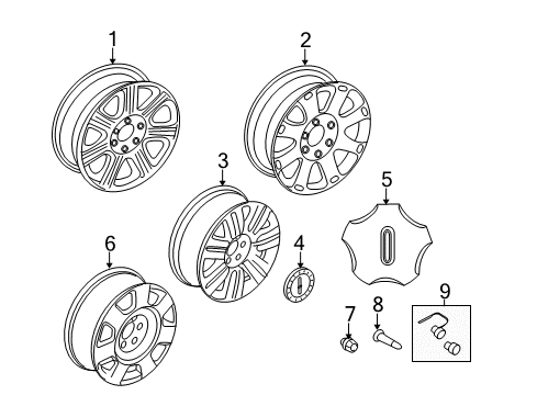 2008 Lincoln Mark LT Wheels Wheel Diagram for 7L3Z-1007-B