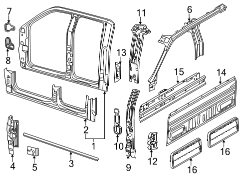 2012 Ford F-150 Aperture Panel, Back Panel Inner Rail Upper Insulator Diagram for 9L3Z-15023A61-A