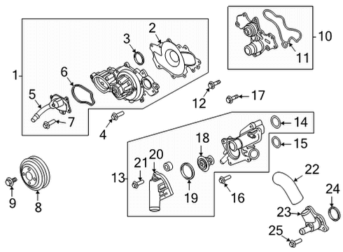 2021 Ford F-150 Water Pump Thermostat Outlet Bolt Diagram for -W503279-S437
