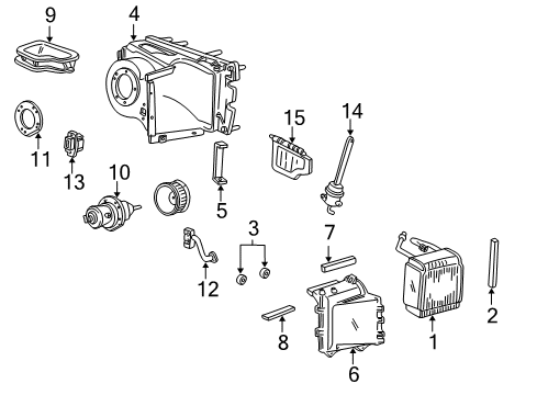 2001 Ford E-150 Econoline Club Wagon Air Conditioner Case Assembly Diagram for XC2Z-19B736-AA