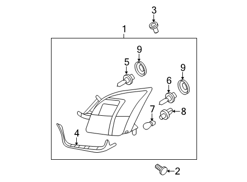 2008 Ford Fusion Bulbs Upper Grille Retainer Diagram for 6E5Z-7850980-AAA