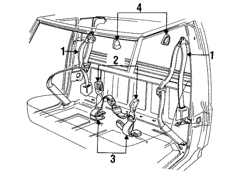 1994 Ford F-350 Front Seat Belts Retractor Assembly Diagram for F4TZ-35611B08-C