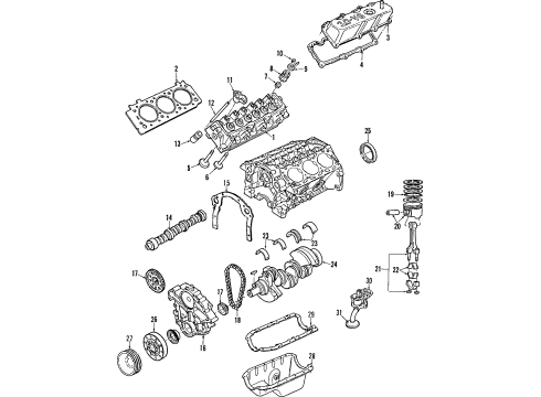 1996 Ford Windstar Engine Parts, Mounts, Cylinder Head & Valves, Camshaft & Timing, Oil Pan, Oil Pump, Balance Shafts, Crankshaft & Bearings, Pistons, Rings & Bearings Front Insulator Diagram for XF2Z-6038-BA