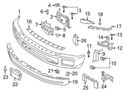 2017 Ford F-350 Super Duty Front Bumper License Bracket Diagram for HC3Z-17A385-AA
