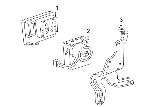 2005 Ford Thunderbird ABS Components ABS Control Unit Mount Bracket Diagram for 3W4Z-2C304-AA