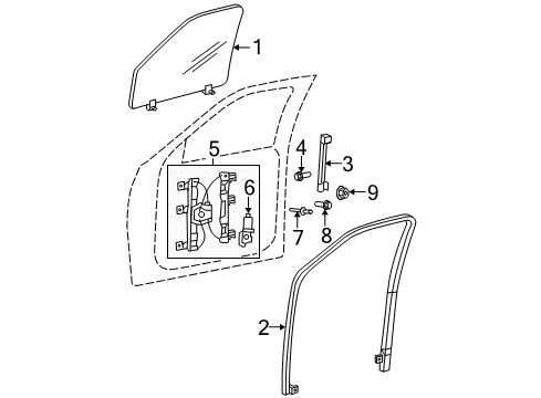 2003 Ford Explorer Front Door Rear Channel Diagram for 5L2Z-78222A00-AA