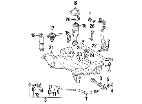 1993 Lincoln Mark VIII Front Suspension Components, Lower Control Arm, Upper Control Arm, Ride Control, Stabilizer Bar Lower Control Arm Inner Bushing Diagram for E9SZ-3A140-A