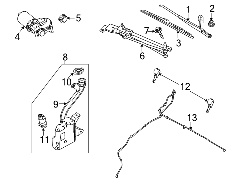 2011 Ford Focus Wiper & Washer Components Reservoir Assembly Diagram for 9S4Z-17618-A