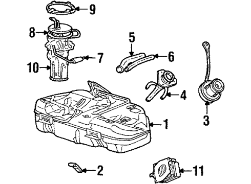 2002 Lincoln Continental Fuel System Components Fuel Pump Diagram for XF3Z-9H307-AE