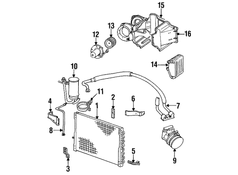 1993 Ford Bronco Condenser, Compressor & Lines, Evaporator Components AC Tube Diagram for E7TZ19835A