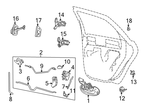 2007 Ford Taurus Rear Door - Lock & Hardware Latch Assembly Diagram for 6F1Z-5426412-A