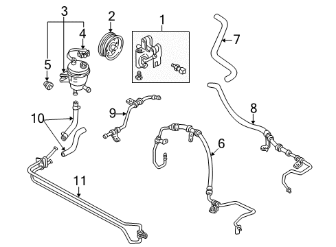 2006 Mercury Mariner P/S Pump & Hoses, Steering Gear & Linkage Pressure Hose Diagram for 6L8Z-3A719-A