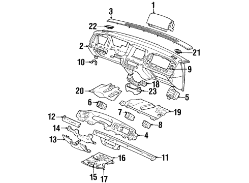 1998 Ford Crown Victoria Instrument Panel Sound Absorber Diagram for 3W7Z-54043A88-AA