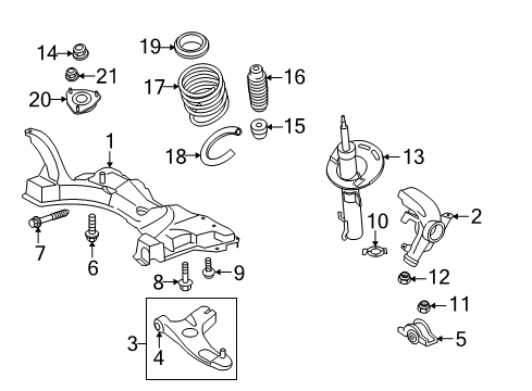 2009 Ford Focus Front Suspension Components, Lower Control Arm, Stabilizer Bar Lower Control Arm Spacer Diagram for 1S4Z-3K318-AA