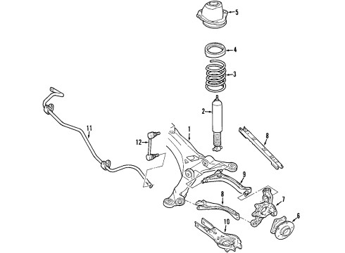 2006 Ford Freestyle Rear Suspension Components, Lower Control Arm, Upper Control Arm, Stabilizer Bar Stabilizer Guide Diagram for 5F9Z-5874-AA