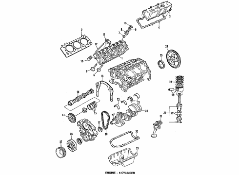 1992 Ford Probe Engine Parts, Mounts, Cylinder Head & Valves, Camshaft & Timing, Oil Pan, Oil Pump, Crankshaft & Bearings, Pistons, Rings & Bearings Vibration Damper Diagram for F12Z6316A