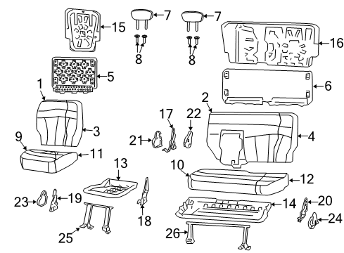 2003 Ford F-150 Rear Seat Components Headrest Diagram for 3L3Z-16611A08-AAB