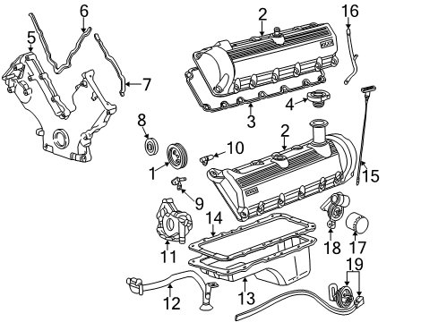 2004 Ford F-250 Super Duty Engine Parts, Mounts, Cylinder Head & Valves, Camshaft & Timing, Oil Pan, Oil Pump, Crankshaft & Bearings, Pistons, Rings & Bearings Adapter Diagram for YC3Z-6881-DA